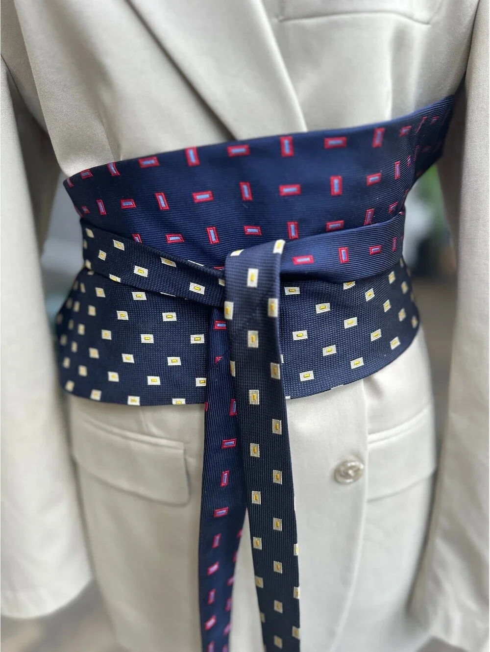 Upcycled Silk Obi Belt | Handmade From Men’s Neckties | Corset Belt | OOAK | OS